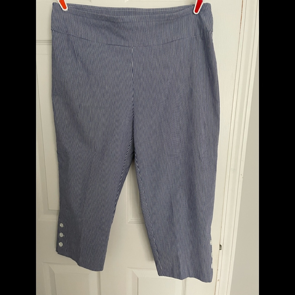 Size 14 blue and white striped capris